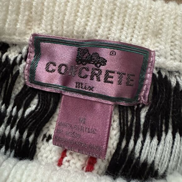 Vintage 80s Concrete Mix 3D Knit Sweater Sz M Coogi Style Cosby Biggie Geometric - Picture 3 of 10